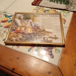 Decorative Wall Hanging Framed Art Bless This House Poem