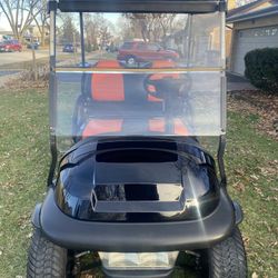 Club Car Precedent Golf Cart GAS New Black Body, New Custom Wheels, New Black Ext Top, Street Lights Kit 