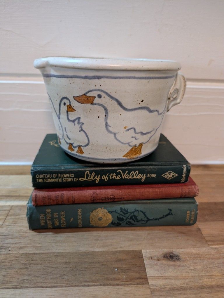 Vintage Signed Pottery Geese Pitcher