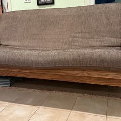 Futon - solid oak with new upholstery