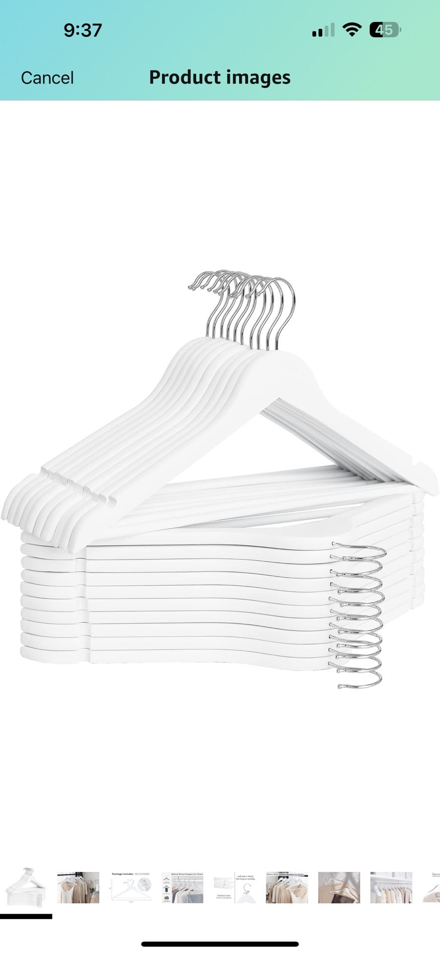 60 white Wooden clothes hangers