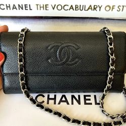 Authentic Chanel Coco Leather Wallet with added  chain Bag