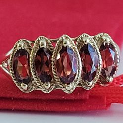 ❤️10k Size 6.75 Precious Solid Yellow Gold Garnet Ring!/ Anillo de Oro con Ganet!👌🎁Post Tags: 10k 14k