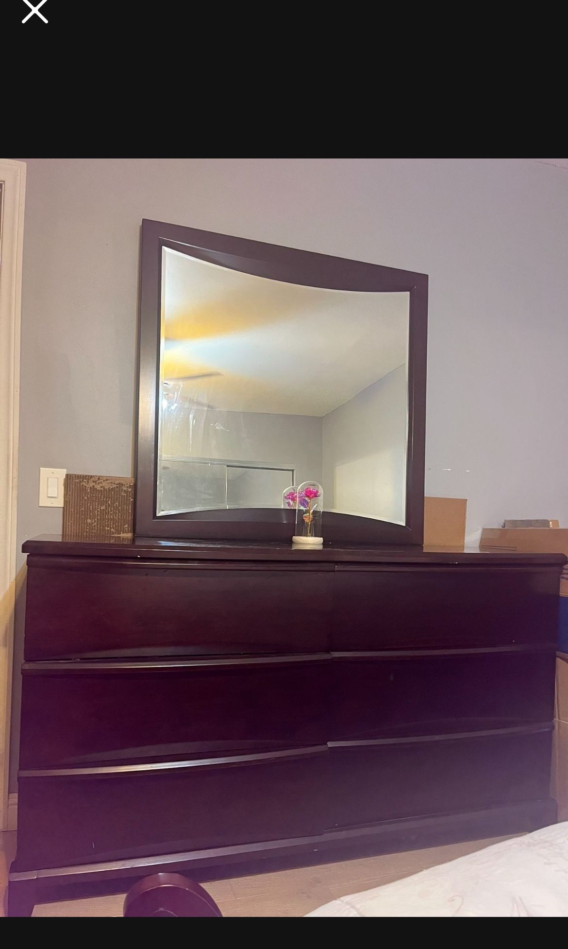 Brown Dresser With Mirror