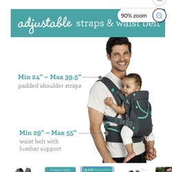 Infantino Carry On Active Multi-Pocket Baby Carrier, 4-Positions, 8-40lbs, Gray