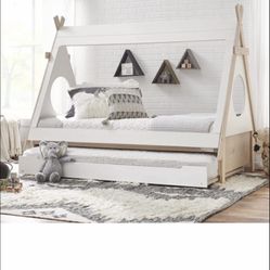 KIDS TWIN SIZE TEEPEE BED WITH TRUNDLE 