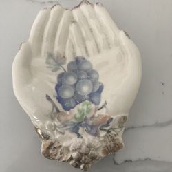 Vintage Hand Shaped Open  Palms Painted Trinket/Jewelry Dish
