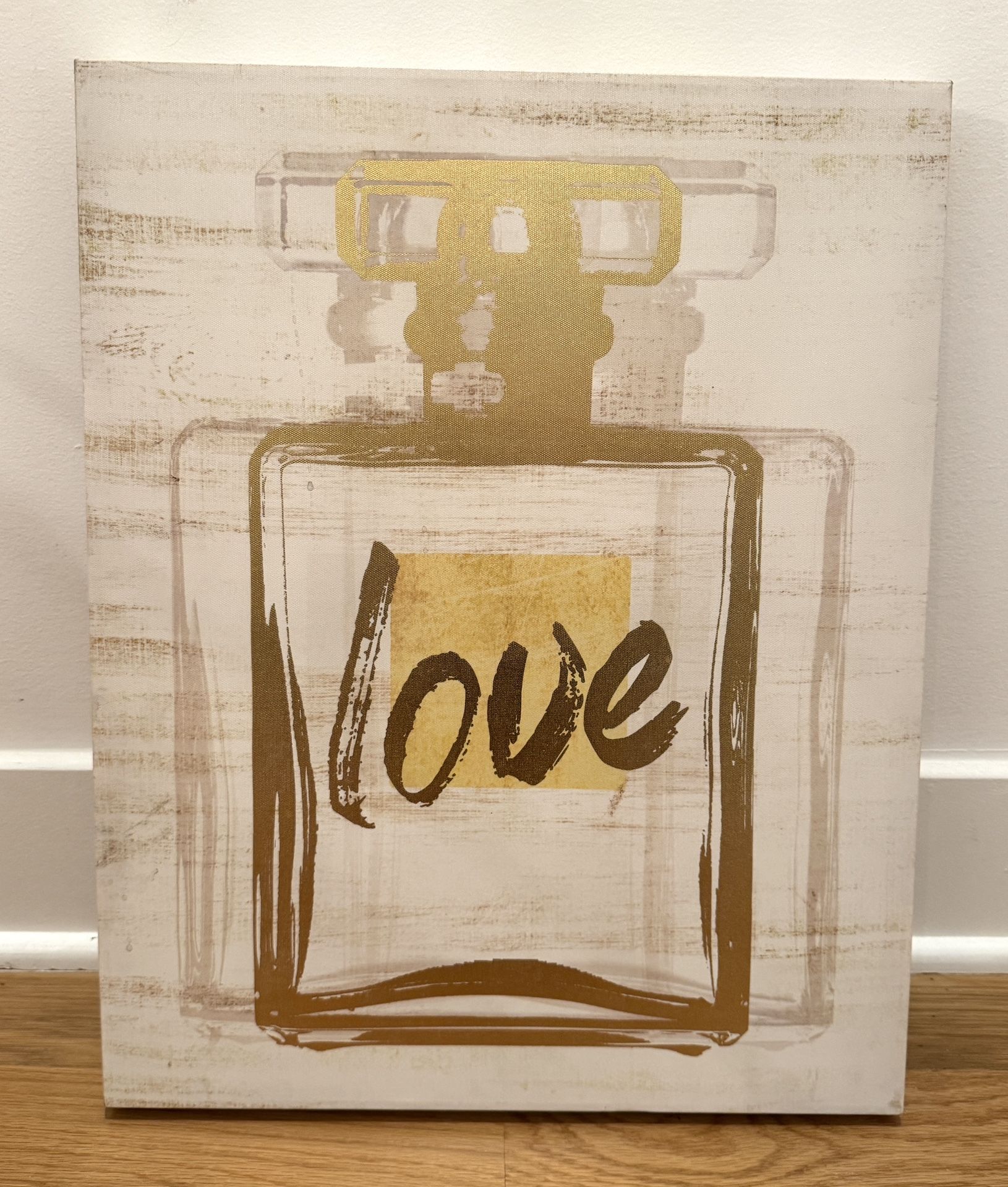 12x16x1.5” - Metallic Love Canvas Bar Wall Art Home Decor Metallic Gold Paint