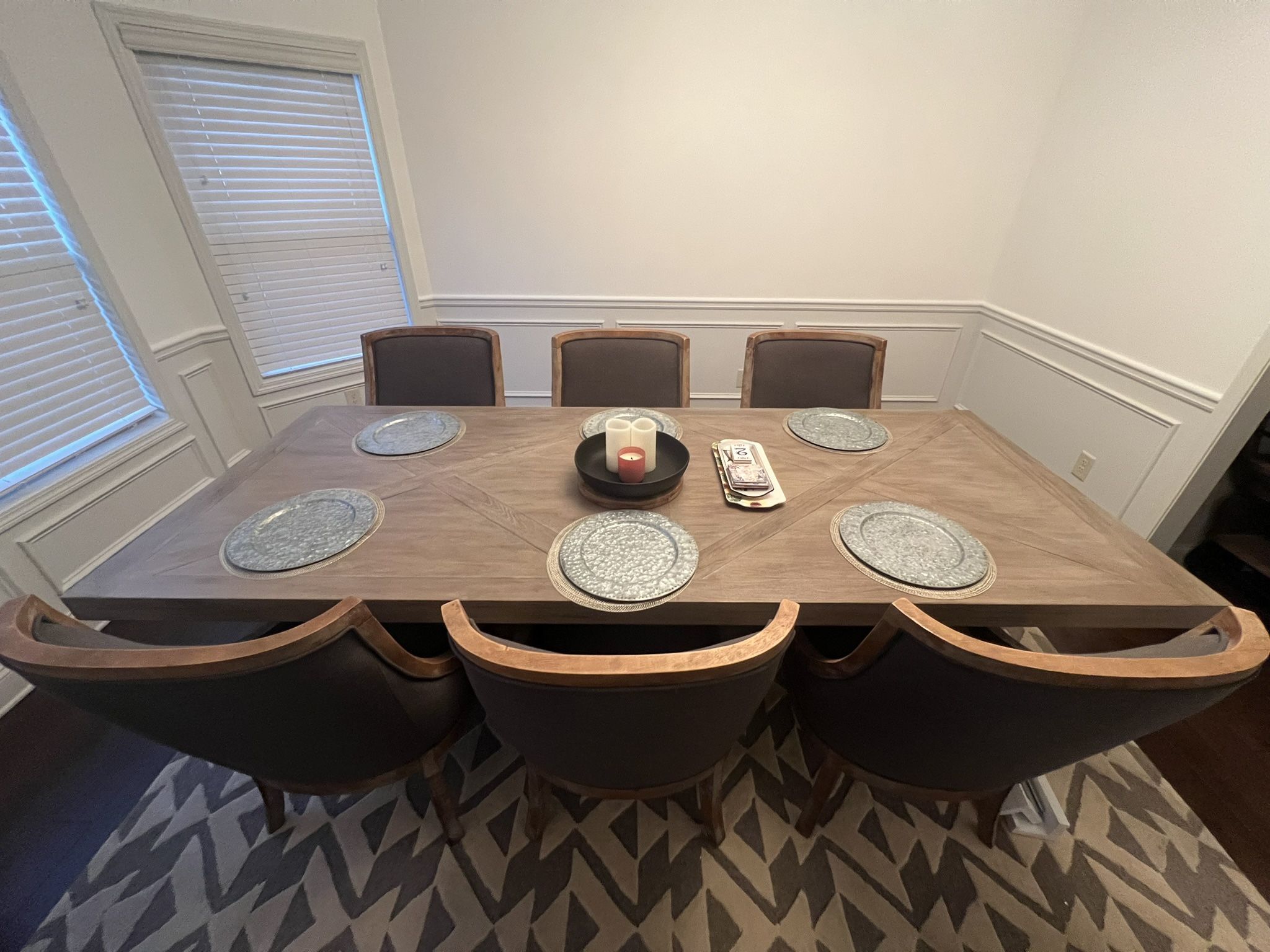 RH style Dining Table And Chairs