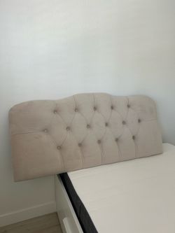 Beige velvet fabric headboard (Full size bed)