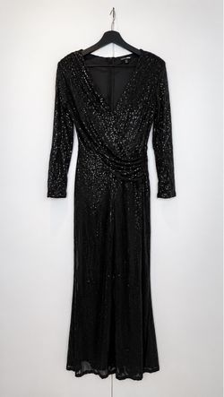 Fashion Nova Black Sequin Wide Leg Jumpsuit 1X Fits Like Large
