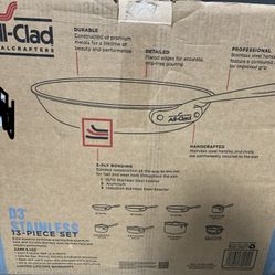All Clad 13 Piece D3 Cookware New