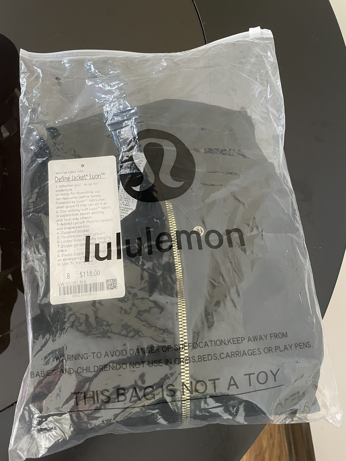 black Lululemon Jacket size 8