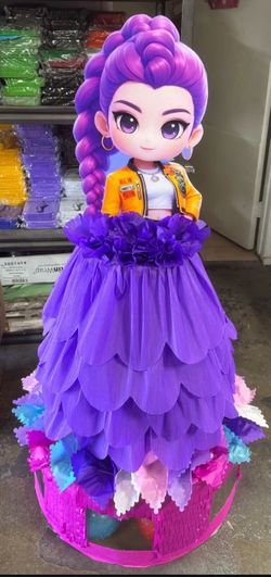Cute Rumi KPOP Demon Hunters dress style pinata with balls