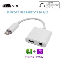 iPhone 7 Adapter, [Upgrade for IOS 10.3], iPhone 7 Plus Headphones Adapter, 3.5mm Jack Earphone Headphones Charger Adapter by HIGHEVER(white)
