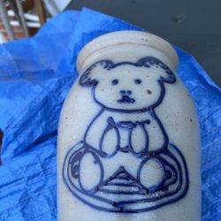 Blue teddy bear by Beaumont Brothers Pottery (BBP)