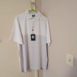 NWT Footjoy White and Black Golf Polo