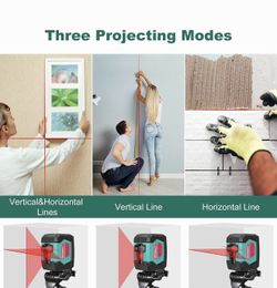 New HYCHIKA LL-2R10C cross line laser is a self-leveling tool with a 360-degree magnetic bracket. This green and black device has three projecting mod