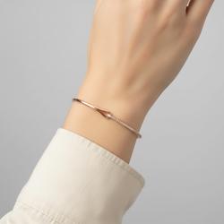 10K Rose Gold Adjustable Diamond Lariet Wheat Bracelet