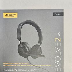 Jabra Evolve2 40 UC Wired Headphones, USB-C, Stereo, Black