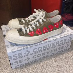 Cdg Converse Olive Green Size 9 Worn Twice
