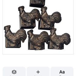Vintage Cast Iron Rooster Napkin Rings – Set of 6