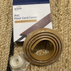 Floor Cable Cover, 4ft, Brown Wire Cover for Floor, Prevent Cable Trips & Protect Wires, Floor Cord Cover - Cord Cavity - 0.39" (W) x 0.24" (H)
