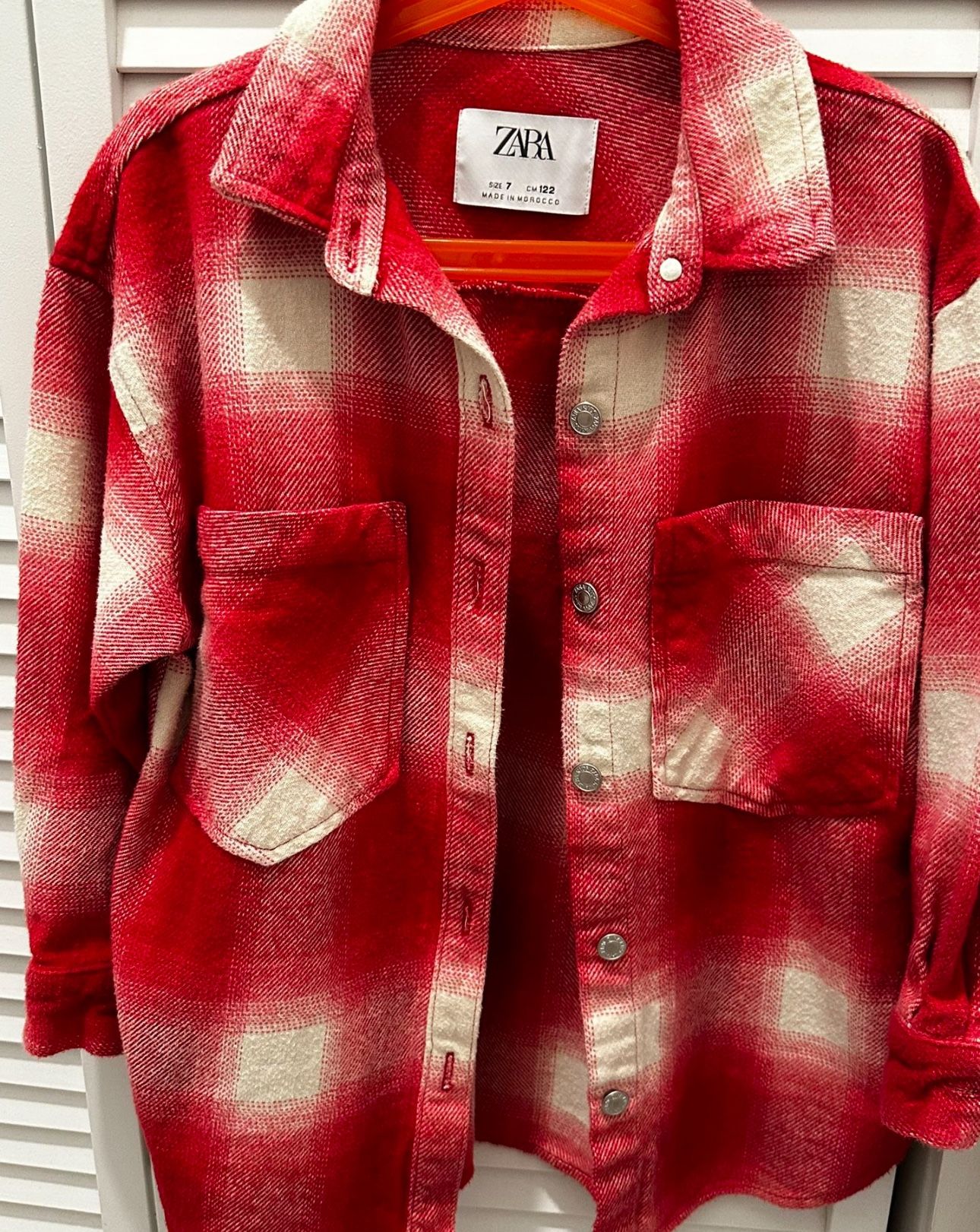 Zara Plaid over-shirt, size 7 