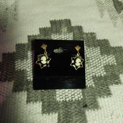 1930s -40s Art Deco Cameo Gold Earrings 