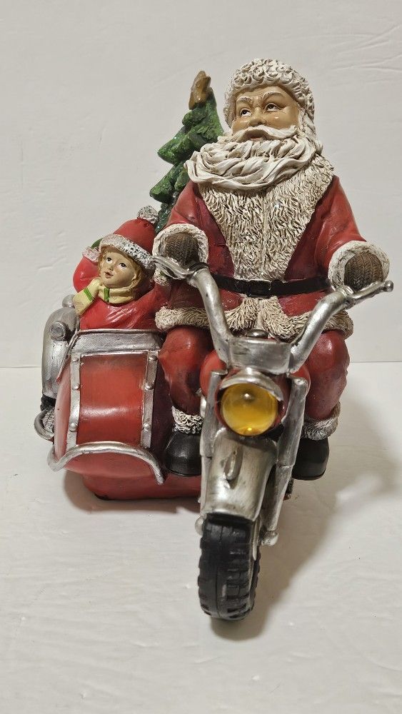 Vintage Santa Motorcycle W/ Sidecar Biker
