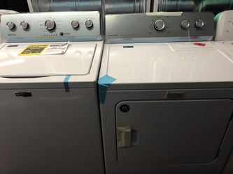 New scratch and dent Maytag washer and dryer set. 1 year warranty