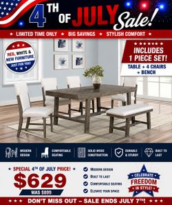 4TH OF JULY SALE 🚨Dining table + 4 chairs + bench