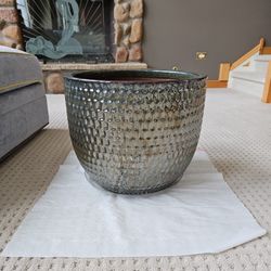 Ceramic Planter With Gold-Bronze Finish