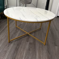 Modern Round Coffee Table With Gold Legs 