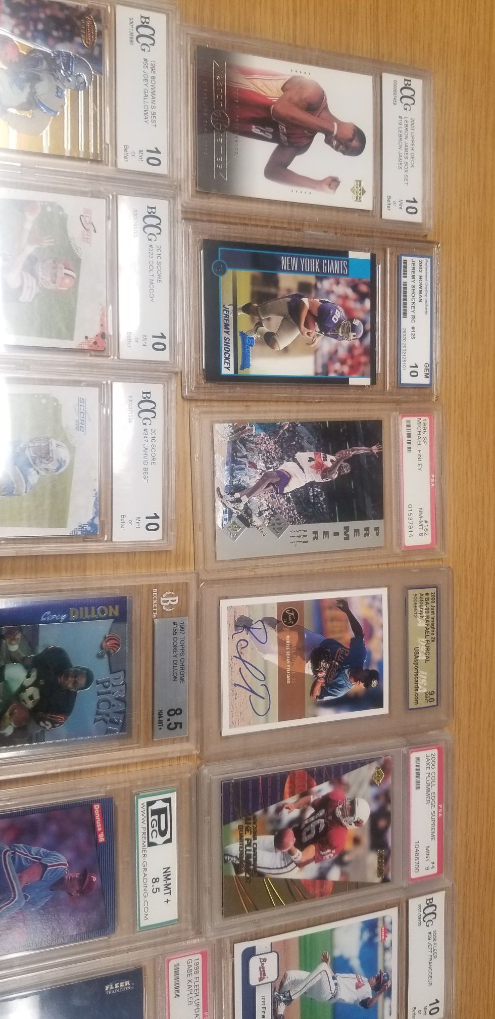 Graded basketball and football cards