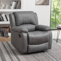 Recliner Chair for Adults, Reclining Chair, Breathable Leather Single Sofa with Adjustable Backrest, Modern Push Back Wingback Lounge Armchair for Liv