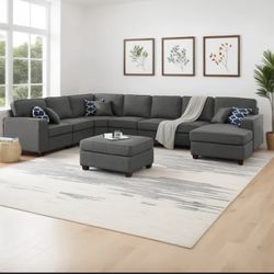 Blakeley 149.5” Wide Right Hand Facing Modular Corner Sectional With Ottoman