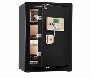 2000  Home Safe Box, 3.7 Cu Ft Large Heavy-Duty Steel Security Safe, Anti-Theft, Dual Alarm System, Double Safety Key Lock and Password, Ideal for Hom