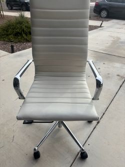 White High-Back Leather Office Chair