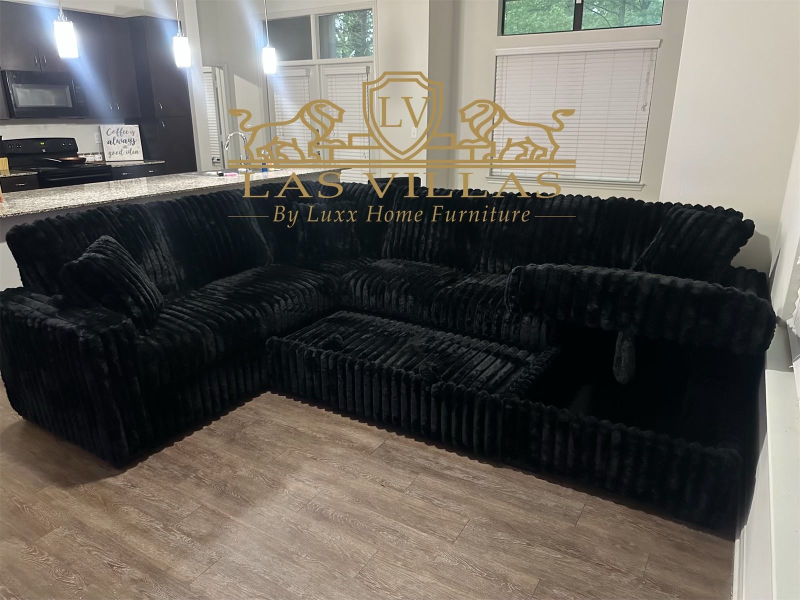 Brand New Sonic Black Sectional With Pull Out Bed