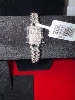 Invicta Elements Iced-Out Cuban Link Bracelet – 7” Silver Tone | New with Tags