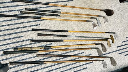Golf Clubs Wood Shaft Antique Collectible 