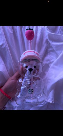Pink Starbucks cup bear