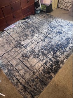 modern abstract blue and gray area rug