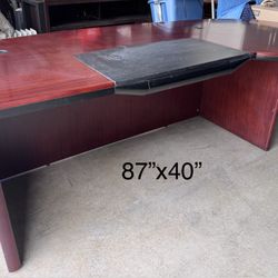 Large Desk With File cabinet and Bookshelf with cabinet