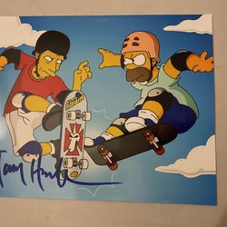 Legendary skater Tony hawk hand signed Simpsons photo Bones Brigade Supreme Powell Peralta 