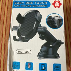 One touch, vacuum mounted car phone bracket