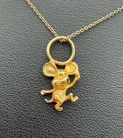 Jewelry 14k solid yellow gold mini cute mouse 🐭 Pendant charm