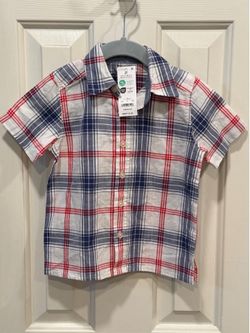 OshKosh B'gosh Red & Blue Plaid Short-Sleeve Button-Up Shirt 2T