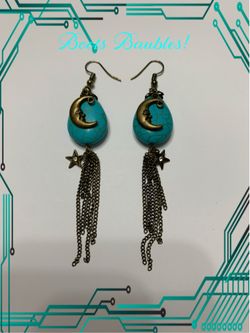 Moon and stars handcrafted earrings